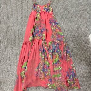 Halston Heritage Red and Green Patterned Dress